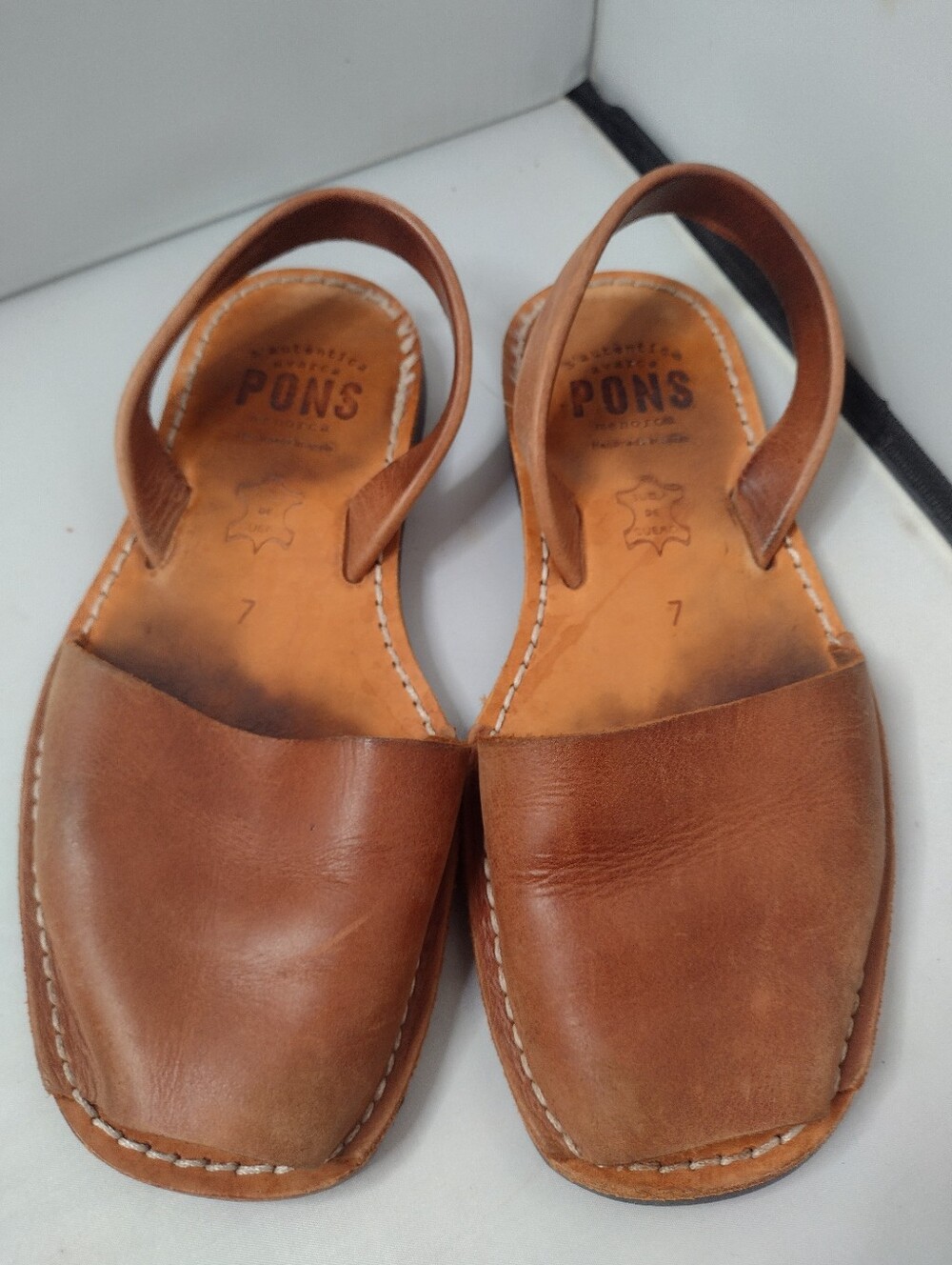 Pons Avarca Menorca Leather Tan Handmade Sandals Spain Womens Size 7 Brown A4